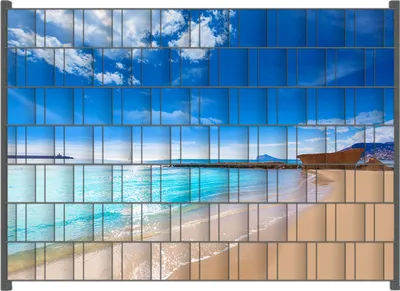Produktbild von Wallario Zaunsichtschutz mit Motiv Traumstrand unter blauem Himmel für Ein- und Doppelstabmatten Zäune in der Größe 200 x 140 cm