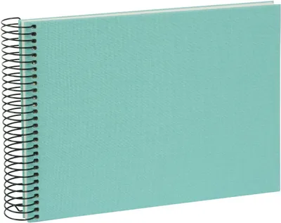 Image de Album à spirale, couverture en lin, format 24x17 cm, couleur bleu turquoise, marque Goldbuch, gamme Bella Vista