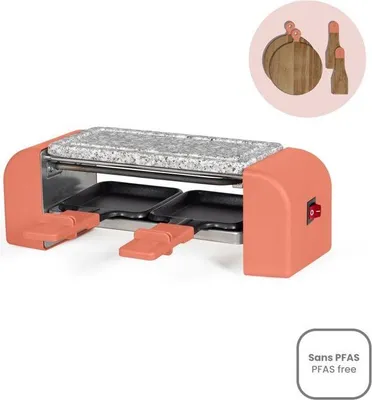 Produktbild von Raclette-Set für 2 Personen LIVOO x Marmiton DOC306, 450 W, Granitplatte, Inklusive 2 Holzspateln