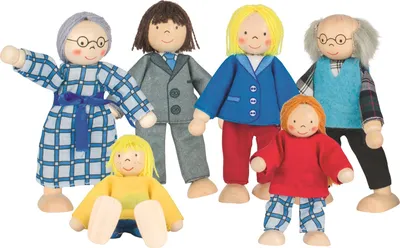 Produktbild von goki Biegepuppen Familie 6T Holz/Stoff 12cm