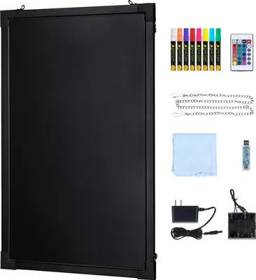 Zdjęcie produktu dla Tablica informacyjna LED SucceBuy, 61 x 40,6 cm, podświetlana, wymazywalna tablica, neonowy znak menu, ze znacznikami i pilotem, zatwierdzona przez UL