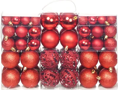 Obrázek produktu pro Sada vánočních baněk 100 kusů 3/4/6 cm červená