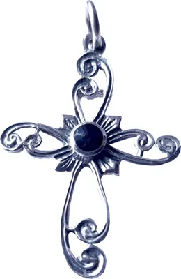 Produktbild von Silber Anhänger Kreuz aus 925 er Sterling mit Onyx-Stein