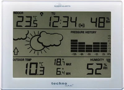 Zdjęcie produktu dla Technoline MA 10006, Biały, Wilgotnościomierz wewnętrzny, Termometr wewnętrzny, Odkryty higrometr, Termometr zewnętrzny, Barometr, Termometr, °C, 100 m