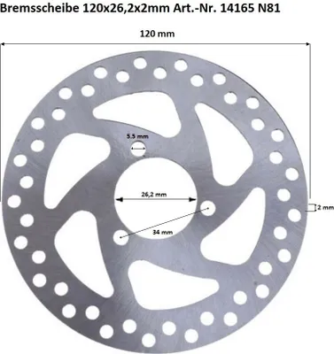 Produktbild von Bremsscheibe 120mm/26mm offen