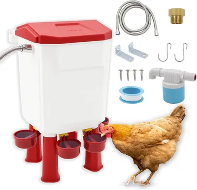 Produktbild von 7-Liter-Automatiktränke, freistehende Hühnertränke Geflügeltränke für Enten und Gänse, hängende Schwerkraftfütterung, Hühnerzuchtzubehör, inklusive Zubehör