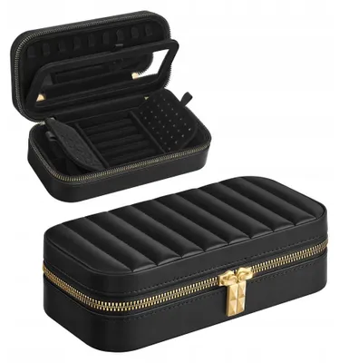 Produktbild von Songmics Jewelry Box Reise-Schmuckaufbewahrung Organizer mit Spiegel Schwarz