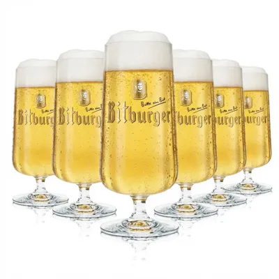 Produktbild von 6x Bitburger Bier Glas 0,3l Pokal Rastal