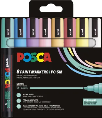 Image de Posca 182552 POSCA Marker UNI PC-5M Set of 8 soft col