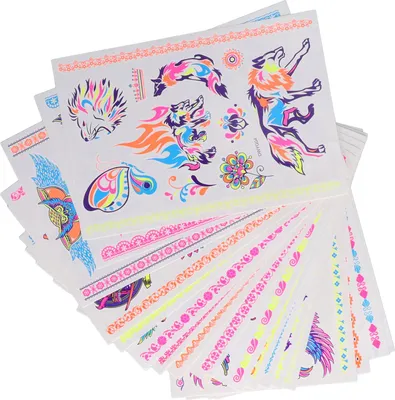 Image de 20 Feuilles Tatouage Temporaire Glow In The Dark Divers motifs pour Adultes Enfants Halloween Festival