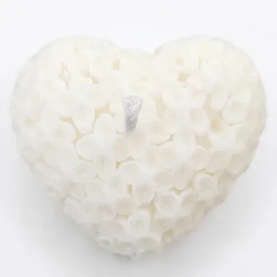 Immagine prodotto di Candela Decorativa Cuore Fiorito - Bianca e Cocco | NOBAMO KP40759