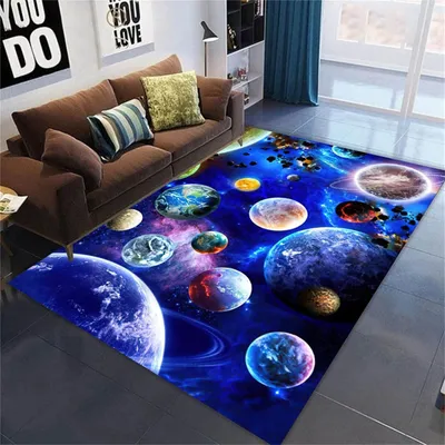 Obrázok produktu pre Omgoods - Galaktická podložka s motívom planéty - Antislipová podložka na hranie, 80 x 120 cm