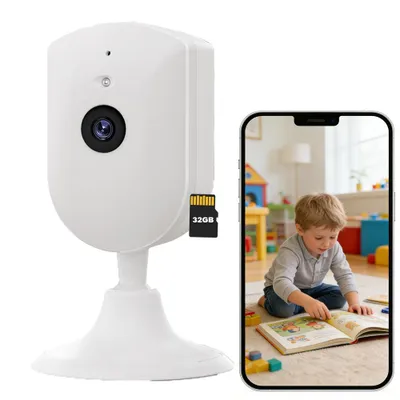 Image de Caméra de surveillance Wi-Fi d'intérieur avec application, 1080p, vision nocturne, détection de mouvement et audio bidirectionnel