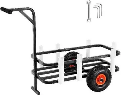 Immagine prodotto di Carrello per il pesce, ruote da 28 cm, portata 90 kg, ripiano multifunzionale 128x67x89 cm
