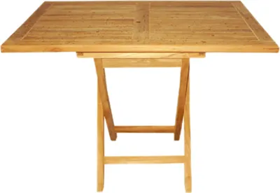 A wooden folding table on a white background.