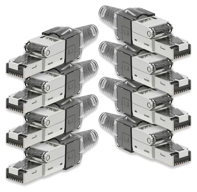 Produktbild von 8x Netzwerkstecker CAT 7 Werkzeuglos RJ45 Netzwerk Stecker Verlegekabel Metall