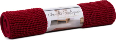 Produktbild von GÖZZE Chenille Badteppich 50x70 cm Badvorleger Anti-Rutsch-Beschichtung bordeaux