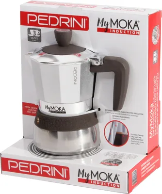 Zdjęcie produktu dla Pedrini MyMoka induction, Kawiarka moka, Niebieski, Stal nierdzewna, Aluminium, Silikon, Stal nierdzewna, 3 kub., MyMoka induction, 1 szt.