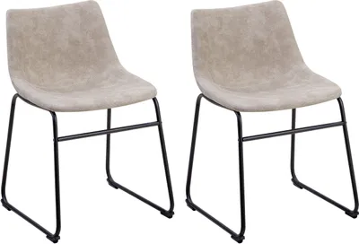 Produktbild von BELIANI Stuhl 2er Set Beige Polsterbezug Retro-Design