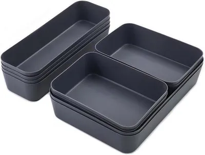 Immagine prodotto di Set di organizer in plastica per cassetti in 3 misure, 10 pezzi, per trucchi, cucina, bagno, ufficio