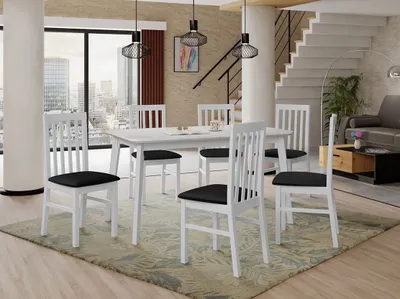 Obrázek produktu pro Sestava do jídelny 6+1 ADELBITE 6 - bílá / černá