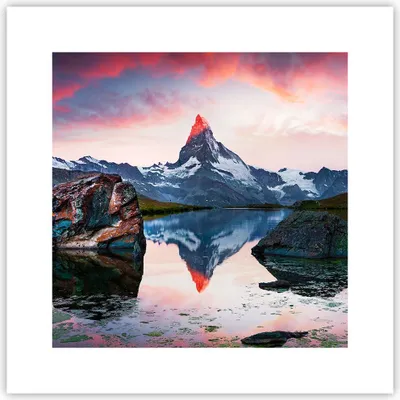 Produktbild von Poster - Poster ohne Rahmen - Berge Felsen Wasser - 30x30 cm - Wand Bild - Wanddeko - Wandbilder - Kunstposter - Wandposter - Bilder - Kunstdruck - Wanddekoration - Wandbild - P2XAC30x30-3892