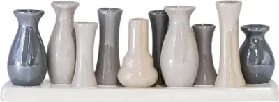 Produktbild von 10 Väschen auf Tablett aus Keramik, grau pearl