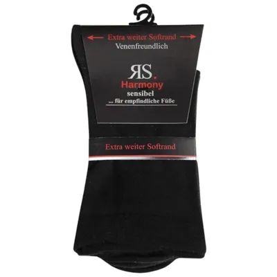 Produktbild von RS Harmony extra weite Socken ohne Gummi Schwarz 2 Paar Gr. 47-50