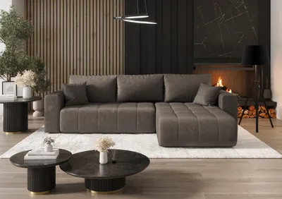 Produktbild von Ecksofa Schlafsofa CAMILA Stoff Monolith Schokobraun Ottomane Rechts