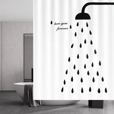Obrázek produktu pro Plavoucí sprchová závěsa, 180 x 200 cm – odolná proti plísním a omyvatelná, s 11 kroužky