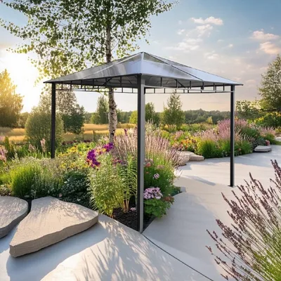 Produktbild von Casa Padrino Luxus Pavillon Grau 300 x H. 260 cm - Garten & Terrassen Möbel