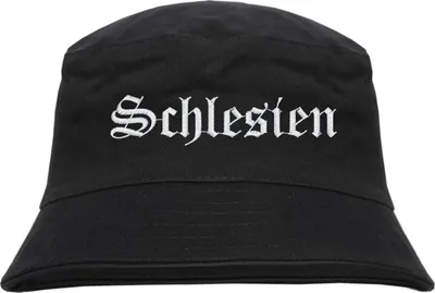 Produktbild von Schlesien Fischerhut - Altdeutsch - bestickt -  Bucket Hat Anglerhut Hut Schwarz L/XL