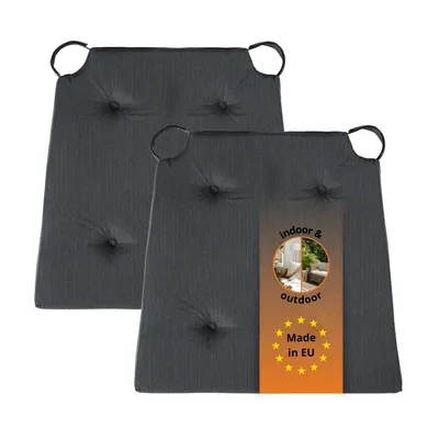 Productafbeelding van Set van 2 stoelkussens 42 x 40 cm, voor binnen en buiten, 100% microvezel, donkergrijs, sleepling