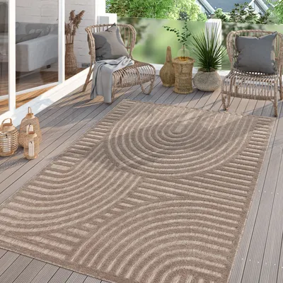 Produktbild von TT Home In-& Outdoor Teppich Wetterfest Balkon Küche Wohnzimmer Boho Skandi Design Größe 80x150 cm