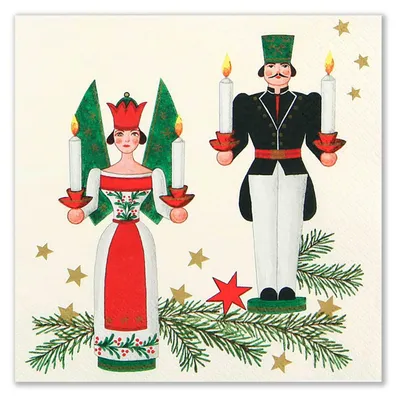 Auf dem Bild sind zwei traditionelle erzgebirgische Figuren zu sehen ein Engel und ein Bergmann die jeweils Kerzen in den Händen halten und von Tannenzweigen sowie einem roten Stern umgeben sind