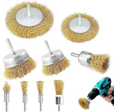 Immagine prodotto di Set di spazzole metalliche per rimuovere la ruggine e la vernice, 9 pezzi
