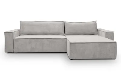 Produktbild von VENASI Ecksofa mit Schlaffunktion Hugo XL, Hellgrau Cordstoff