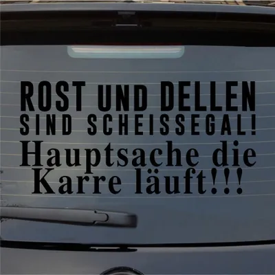 Produktbild von Heckscheibenaufkleber Rost Dellen scheißegal Hauptsache Karre läuft 54x26 cm Schwarz Matt Auto Aufkleber Sticker