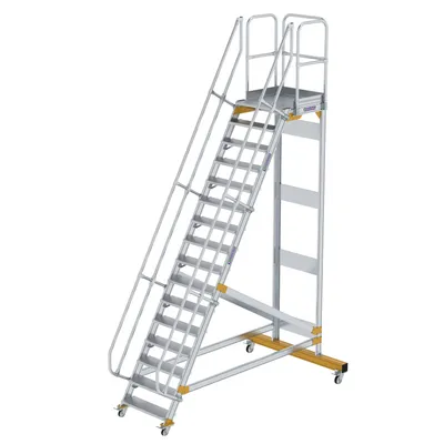 Produktbild von Günzburger Steigtechnik Plattformtreppe 60° fahrbar Stufenbreite 0,8 m 16 Stufen - 600736
