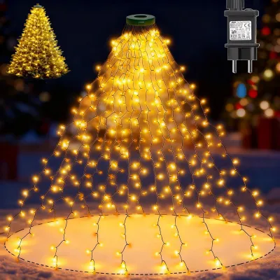 Weihnachtsbaum-Lichterkette mit Ring, 400 LEDs, 2 m, warmweiß