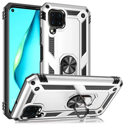 Produktbild von NALIA Ring Hülle für Huawei P40 Lite, Handy Schutz Tasche Cover Case Bumper Etui Silber