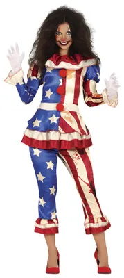 Productafbeelding van Guirca Patriottisch clownvrouw kostuum, maat S