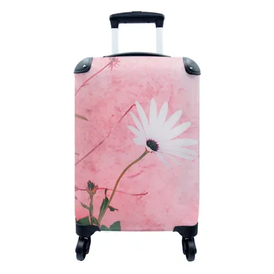 Produktbild von MuchoWow® Koffer Handgepäck Trolley Rollkoffer Kleine Reisekoffer mit 4 Rollen - Blumen - Rosa - Vintage - Cabin Size < 55x40x23 cm & 55x40x20 cm - Fotokoffer - Kabinenkoffer - Boardgepäck - Reise-Box - Reisekoffer - Reisegepäck - Koffer mit Bild - Trolley für Kinder