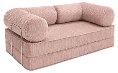 Produktbild von SURB Sofa 100 Schlafsofa aus Cord, Klappsofa für Erwachsene mit Chromgestell, Bezug abnehmbar und waschbar, Rosa