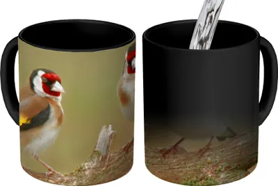 Obrázok produktu pre KitchenYeah® Magický hrnček Magický hrnček Magický hrnček Dve malé zlaté rybky na vetve stromu 350 ml hrnček na zmenu farby nápad na darček - magický hrnček - fotohrnček - keramické hrnčeky - obrázky - hrnček na kávu -