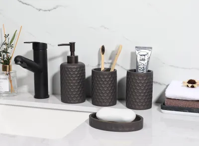 Obrázok produktu pre Súprava kúpeľňových doplnkov 6 kusov, bronzová, do kúpeľne