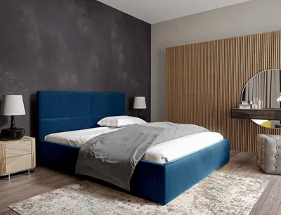 Produktbild von Furmeb24 - SLIM 3 - 180 x 200 cm - Polsterbett aus Holzrahmen , Doppelbett mit h¶her Kopsttze - Ohne Matraze - (Velutto 25)