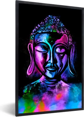 Produktbild von MuchoWow® MuchoWow® Gerahmtes Poster Buddha - Malen - Meditation 40x60 cm - Poster mit zchwarzem Bilderrahmen - Papierdruck - Wandbilder