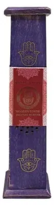 Produktbild von Räucherstäbchenhalter Turm "Hand of Fatima" Holz violett 30x8cm