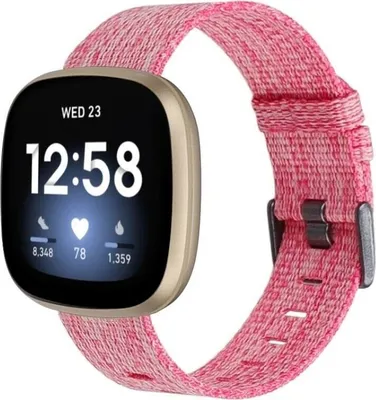 Produktbild von Strap-it® Fitbit Versa 3 gewebter Nylonschnallenriemen (Pink) - Große: S/M